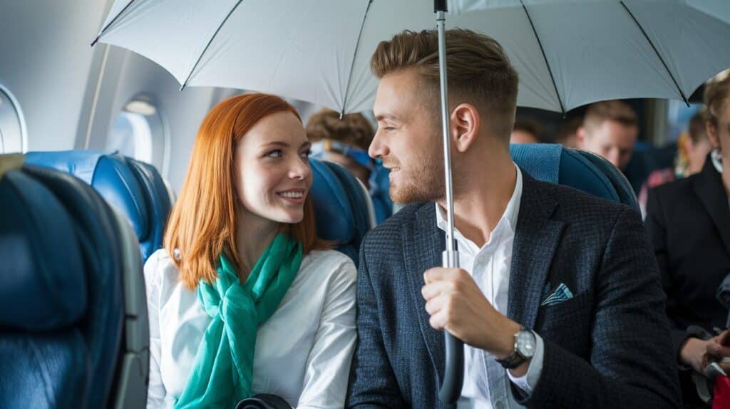 Man Cheating on Airplane Sky-High